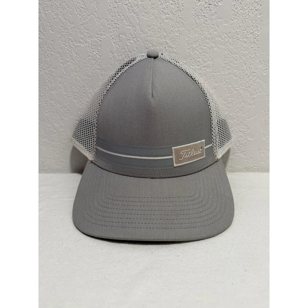 Titleist Golf Hat Grey White Mesh Trucker Snapback Cap Adjustable Mens